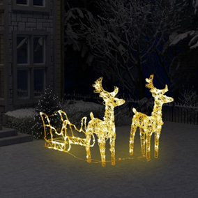 Berkfield Reindeers & Sleigh Christmas Decoration 160 LEDs 130 cm Acrylic