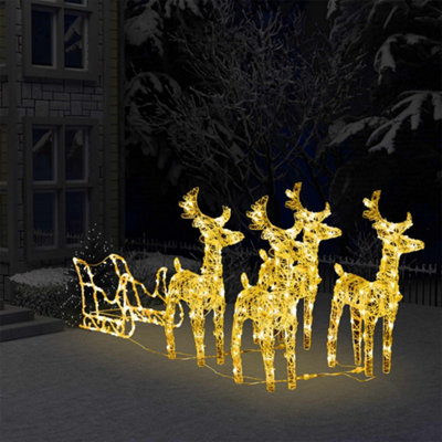Berkfield Reindeers & Sleigh Christmas Decoration 280x28x55 cm Acrylic Price Comparisons | Compare The Build