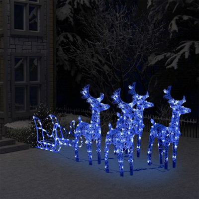 Berkfield Reindeers & Sleigh Christmas Decoration 280x28x55 cm Acrylic Price Comparisons | Compare The Build
