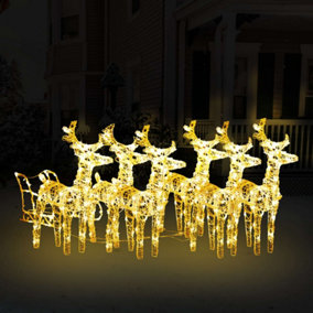 Berkfield Reindeers & Sleigh Christmas Decoration 320 LEDs Acrylic