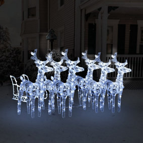 Berkfield Reindeers & Sleigh Christmas Decoration 320 LEDs Acrylic