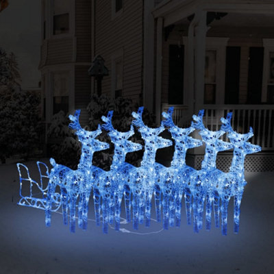 Berkfield Reindeers & Sleigh Christmas Decoration 320 LEDs Acrylic ...