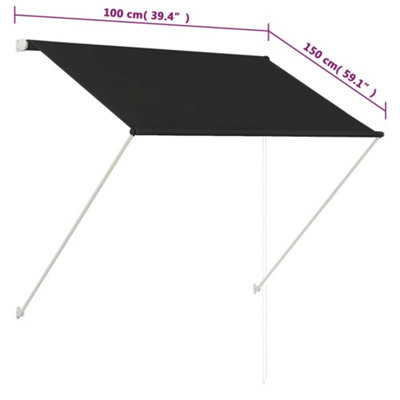 Berkfield Retractable Awning 100x150 cm Anthracite