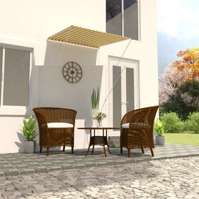 Berkfield Retractable Awning 100x150 cm Yellow and White