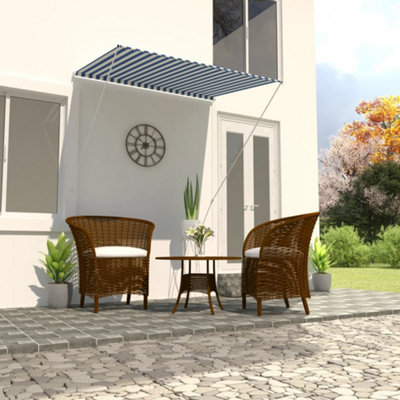 Berkfield Retractable Awning 150x150 cm Blue and White