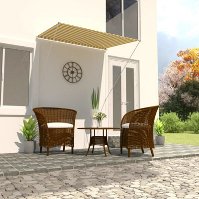 Berkfield Retractable Awning 150x150 cm Yellow and White