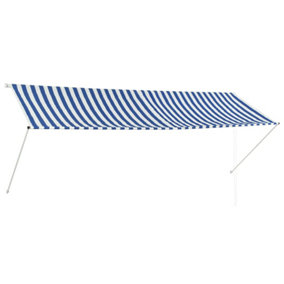 Berkfield Retractable Awning 350x150 cm Blue and White