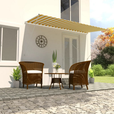 Berkfield Retractable Awning 400x150 cm Yellow and White