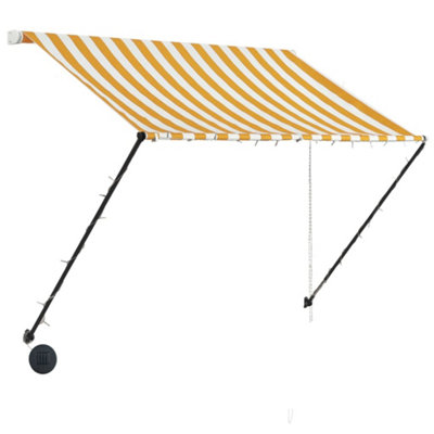 Berkfield Retractable Awning with LED 150x150 cm Yellow and White