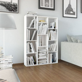 Berkfield Room Divider/Book Cabinet High Gloss White 100x24x140 cm Engineered Wood
