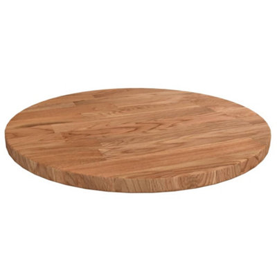 Berkfield Round Table Top Light Brown Radius 30x1.5 cm Treated Solid Wood Oak