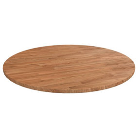 Berkfield Round Table Top Light Brown Radius 70x1.5 cm Treated Solid Wood Oak