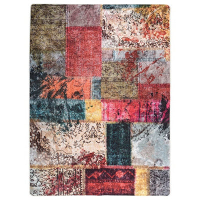 Berkfield Rug Washable Patchwork 120x180 cm Multicolour Anti Slip DIY
