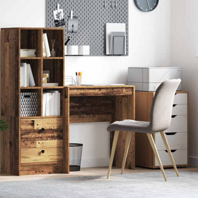 Berkfield Rustic Writing Desk Old Wood Particle Board Small Storage