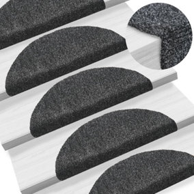 Berkfield Self-adhesive Stair Mats 10 pcs Dark Grey 56x17x3 cm Needle Punch