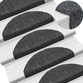 Berkfield Self-adhesive Stair Mats 10 pcs Dark Grey 65x21x4 cm Needle Punch