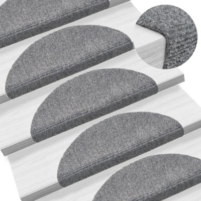 Berkfield Self-adhesive Stair Mats 10 pcs Light Grey 56x17x cm Needle Punch