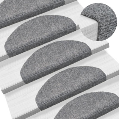 Berkfield Self-adhesive Stair Mats 10 pcs Light Grey 65x21x4 cm Needle Punch