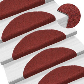 Berkfield Self-adhesive Stair Mats 10 pcs Red 56x17x3 cm Needle Punch