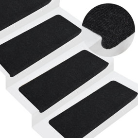 Berkfield Self-adhesive Stair Mats 15 pcs 65x28 cm Black