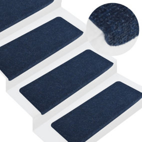 Berkfield Self-adhesive Stair Mats 15 pcs 65x28 cm Blue