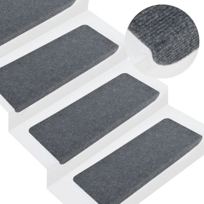 Berkfield Self-adhesive Stair Mats 15 pcs 65x28 cm Grey