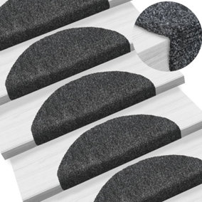 Berkfield Self-adhesive Stair Mats 5 pcs Dark Grey 65x21x4 cm Needle Punch