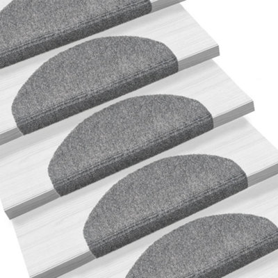 Berkfield Self-adhesive Stair Mats 5 pcs Light Grey 65x21x4 cm Needle Punch