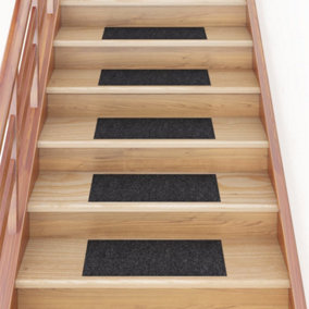 Berkfield Self-adhesive Stair Mats Rectangular 15 pcs 60x25 cm Black