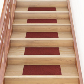 Berkfield Self-adhesive Stair Mats Rectangular 15 pcs 60x25 cm Red