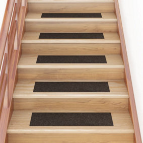 Berkfield Self-adhesive Stair Mats Rectangular 15 pcs 76x20 cm Dark Brown