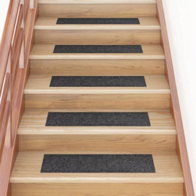 Berkfield Self-adhesive Stair Mats Rectangular 15 pcs 76x20 cm Grey