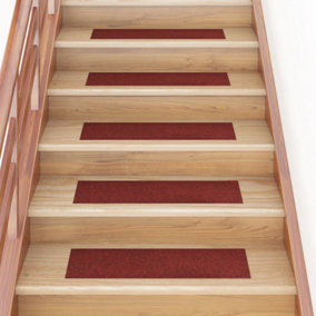 Berkfield Self-adhesive Stair Mats Rectangular 15 pcs 76x20 cm Red