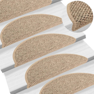 Berkfield Self-adhesive Stair Mats Sisal-Look 15 pcs 56x20 cm Dark Beige