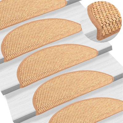 Berkfield Self-adhesive Stair Mats Sisal-Look 15 pcs 56x20 cm Orange