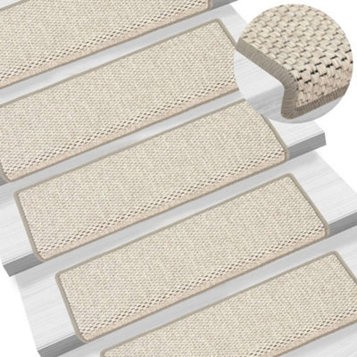 Berkfield Self-adhesive Stair Mats Sisal-Look 15 pcs 65x25 cm Beige