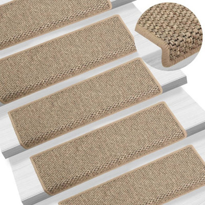 Berkfield Self-adhesive Stair Mats Sisal-Look 15 pcs 65x25 cm Dark Beige