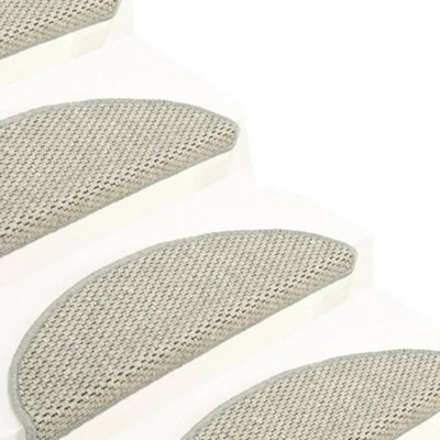 Berkfield Self-adhesive Stair Mats Sisal-Look 15 pcs 65x25 cm Grey