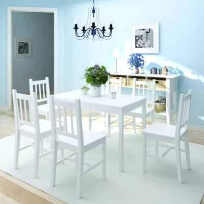 Berkfield Seven Piece Dining Set Pinewood White | DIY at B&Q