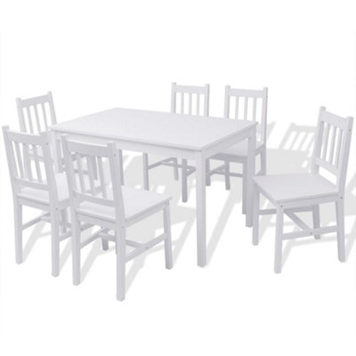 Berkfield Seven Piece Dining Set Pinewood White