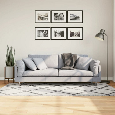 Berkfield Shaggy Rug PAMPLONA High Pile Modern Cream and Black 100x200 cm