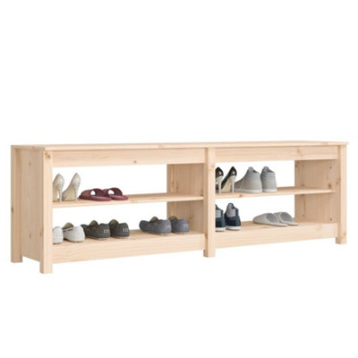 Berkfield Shoe Bench 160x36.5x50 cm Solid Wood Pine