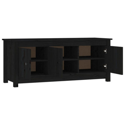 Berkfield Shoe Cabinet Black 110x38x45.5 cm Solid Wood Pine