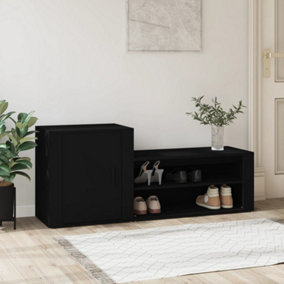 Berkfield Shoe Cabinet Black 130x35x54 cm Engineered Wood