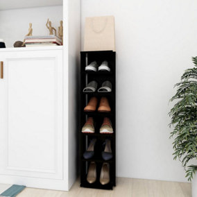 Berkfield Shoe Cabinet Black 27.5x27x102 cm Engineered Wood