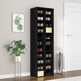 Berkfield Shoe Cabinet Black 54x34x183 cm Engineered Wood