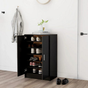 Berkfield Shoe Cabinet Black 60x35x92 cm Engineered Wood