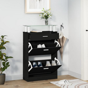 Berkfield Shoe Cabinet Black 63x24x104 cm Engineered Wood
