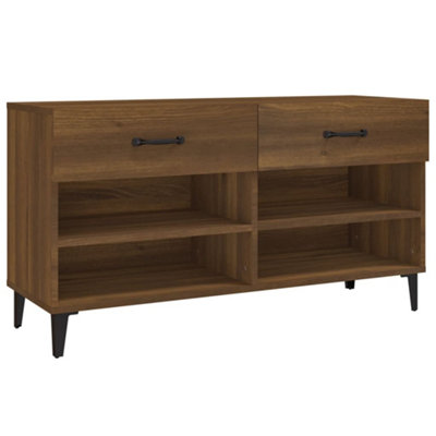 Berkfield Shoe Cabinet Brown Oak 102x35x55 cm Engineered Wood
