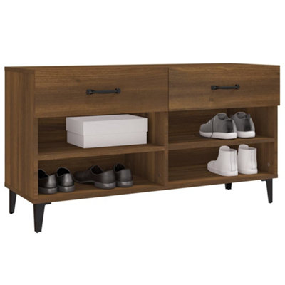 Berkfield Shoe Cabinet Brown Oak 102x35x55 cm Engineered Wood